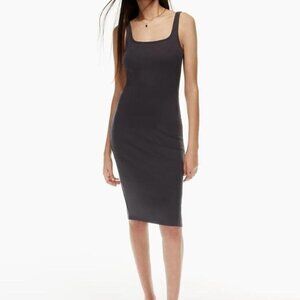 Aritzia Wilfred Size XS Tank Dress Black Ribbed Midi